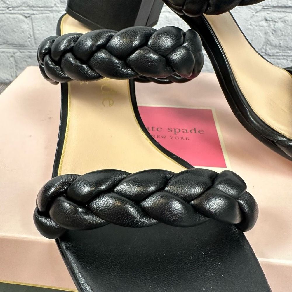 Kate Spade Women’s Juniper Puffy Braided Sandals Leather Slide Black 5.5 NEW - Picture 4 of 6